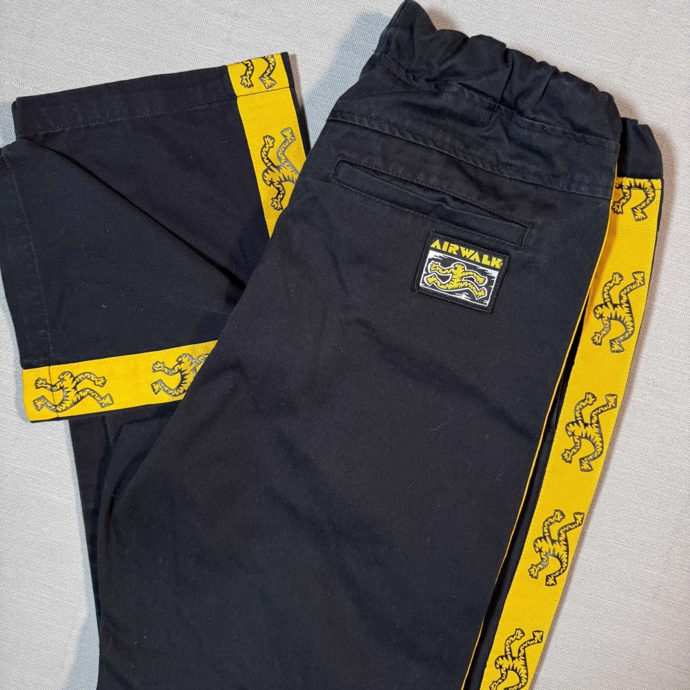 Airwalk x Forever 21 Mens Black Yellow Side Stripe Skate Pants Medium